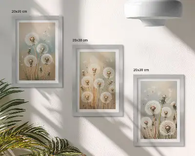 Zidna galerija slika cvjetovi maslačka na pastelnim bojama