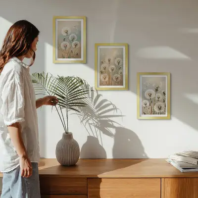 Zidna galerija slika cvjetovi maslačka na pastelnim bojama