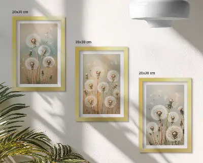 Zidna galerija slika cvjetovi maslačka na pastelnim bojama