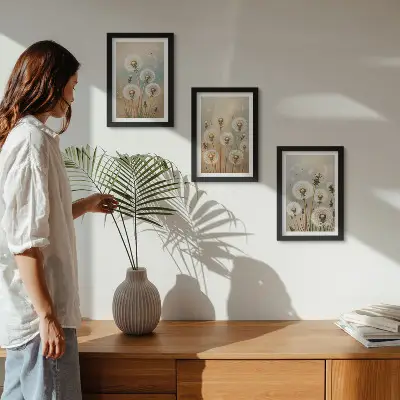 Zidna galerija slika cvjetovi maslačka na pastelnim bojama
