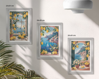 Zidna galerija slika Prozor s pogledom na more i talijanskim limunima