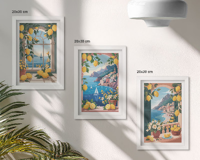 Zidna galerija slika Prozor s pogledom na more i talijanskim limunima