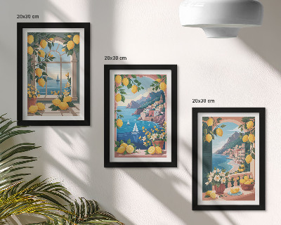 Zidna galerija slika Prozor s pogledom na more i talijanskim limunima