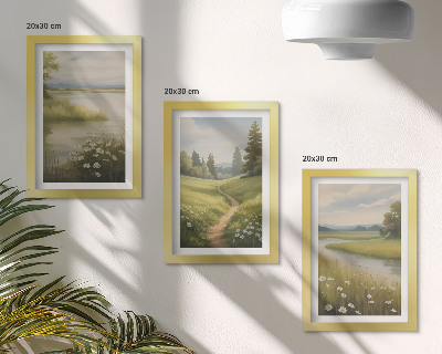 Zidna galerija slika Proljetni krajolik s rijekom, stazom i cvjetnom livadom