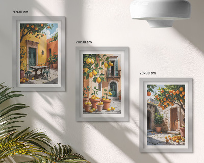 Set 3 slike u okviru Agrumi u sunčanom vrtnom okruženju
