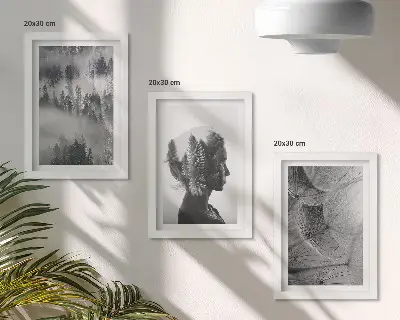 Komplet slika u okviru portret šume u magli s drvećem i nježnim maslačkom