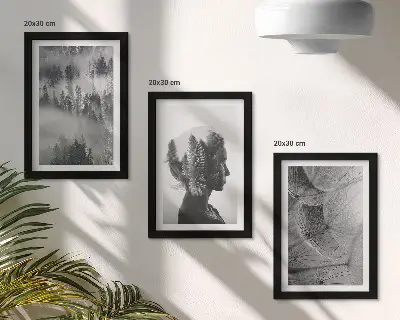 Komplet slika u okviru portret šume u magli s drvećem i nježnim maslačkom