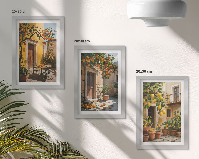 Zidna galerija slika Agrumi u sunčanom dvorištu s biljkama