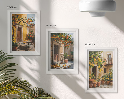 Zidna galerija slika Agrumi u sunčanom dvorištu s biljkama