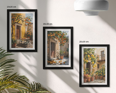 Zidna galerija slika Agrumi u sunčanom dvorištu s biljkama