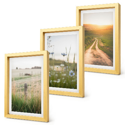 Set 3 slike u okviru Prirodni krajolici s poljima i stazom na suncu