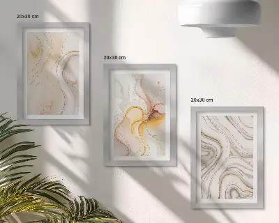 Zidna galerija slika s elegantnim apstraktnim uzorcima toplih tonova