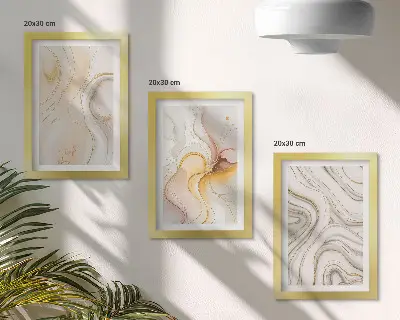 Zidna galerija slika s elegantnim apstraktnim uzorcima toplih tonova