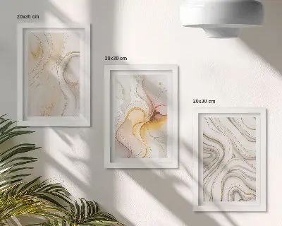 Zidna galerija slika s elegantnim apstraktnim uzorcima toplih tonova