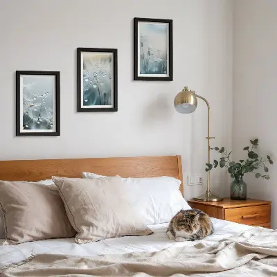 Kapljice rose na nježnim maslačcima set od 3 slike u okviru