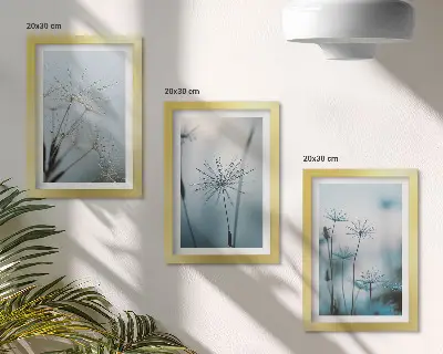 Nježni maslačci s kapljicama vode komplet slika u okviru