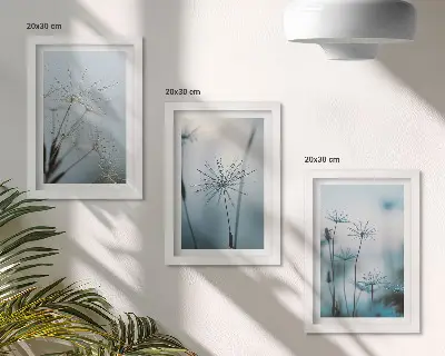 Nježni maslačci s kapljicama vode komplet slika u okviru