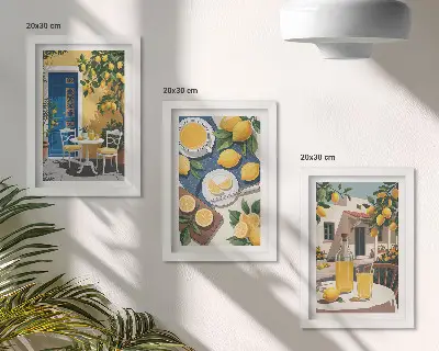 Komplet slika u okviru limunada s talijanskim pogledom i terasom na suncu