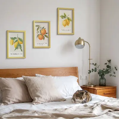 Set od 3 slike u okviru limuni i naranče s talijanske obale Amalfi