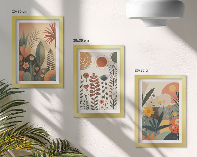 Zidna galerija slika Boho biljni uzorci u toplim nijansama s prirodnim osjećajem