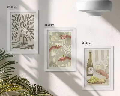 Komplet slika u okviru motivi cvjetova masline i rustikalnih koktela