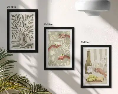 Komplet slika u okviru motivi cvjetova masline i rustikalnih koktela