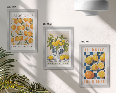 Zidna galerija slika Retro citrusno voće sa žutim akcentima