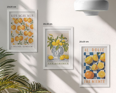 Zidna galerija slika Retro citrusno voće sa žutim akcentima