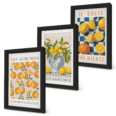 Zidna galerija slika Retro citrusno voće sa žutim akcentima