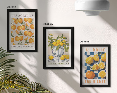 Zidna galerija slika Retro citrusno voće sa žutim akcentima