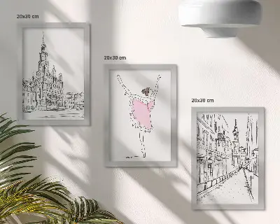 Komplet slika u okviru s motivima balerina i arhitekture