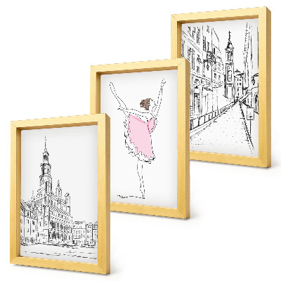 Komplet slika u okviru Elegantne slike plesajućih balerina i arhitekture