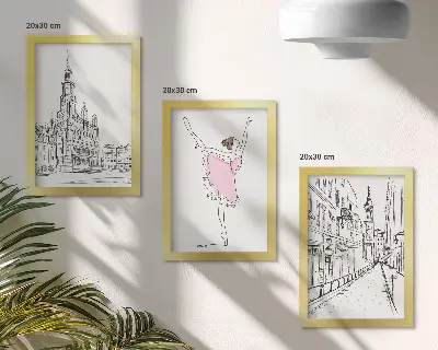 Komplet slika u okviru s motivima balerina i arhitekture