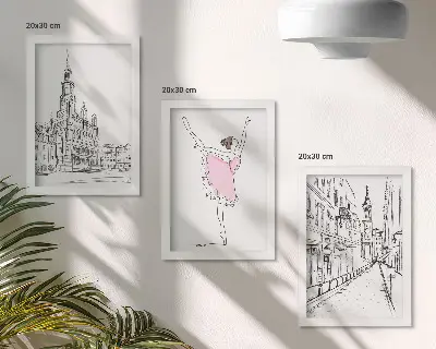 Komplet slika u okviru s motivima balerina i arhitekture