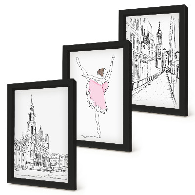 Komplet slika u okviru Elegantne slike plesajućih balerina i arhitekture