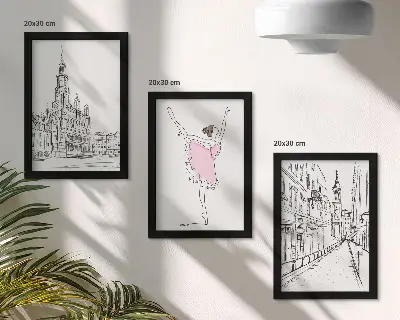 Komplet slika u okviru s motivima balerina i arhitekture