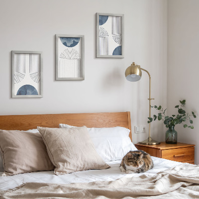 Komplet slika u okviru Apstraktni uzorci u nijansama plave i bijele
