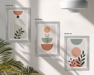 Set 3 slike u okviru Biljni motivi u modernim oblicima i bojama