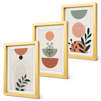 Set 3 slike u okviru Biljni motivi u modernim oblicima i bojama