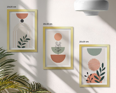 Set 3 slike u okviru Biljni motivi u modernim oblicima i bojama