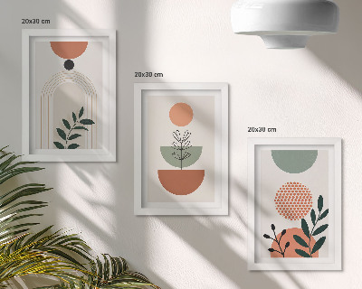 Set 3 slike u okviru Biljni motivi u modernim oblicima i bojama