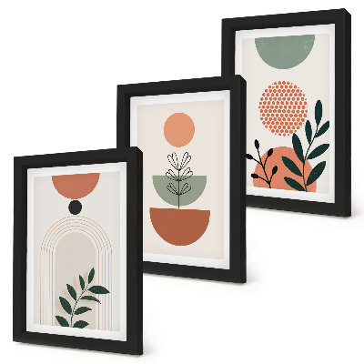 Set 3 slike u okviru Biljni motivi u modernim oblicima i bojama