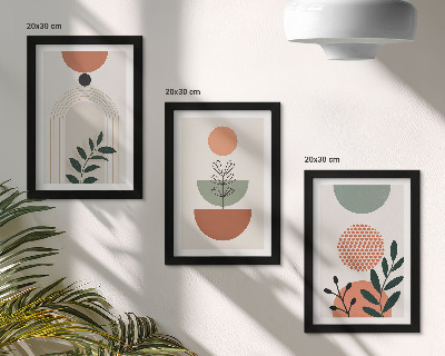 Set 3 slike u okviru Biljni motivi u modernim oblicima i bojama