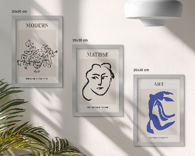 Set 3 slike u okviru Apstraktni plakati u minimalističkom stilu Henrija Matissea
