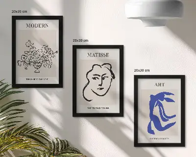 Set 3 apstraktna plakata u minimalističkom stilu Henrija Matissea u okviru