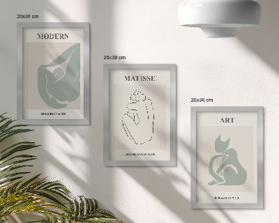 Set 3 slike u okviru Apstraktne figure u pastelnim nijansama Henrija Matissea