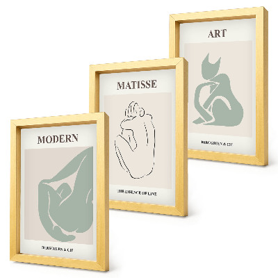 Set 3 slike u okviru Apstraktne figure u pastelnim nijansama Henrija Matissea