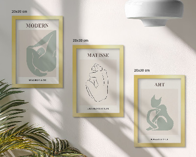 Set 3 slike u okviru Apstraktne figure u pastelnim nijansama Henrija Matissea