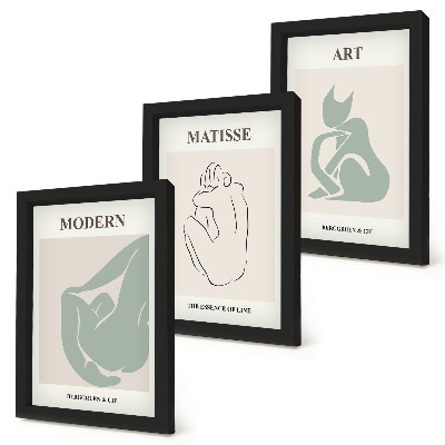 Set 3 slike u okviru Apstraktne figure u pastelnim nijansama Henrija Matissea