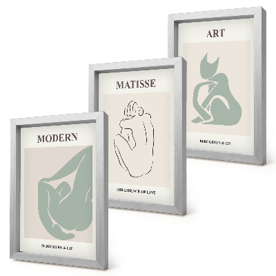 Set 3 slike u okviru Apstraktne figure u pastelnim nijansama Henrija Matissea